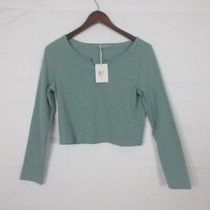 sympathique crop top Medium Gisela Tee aqua Long Sleeve women's M top NEW